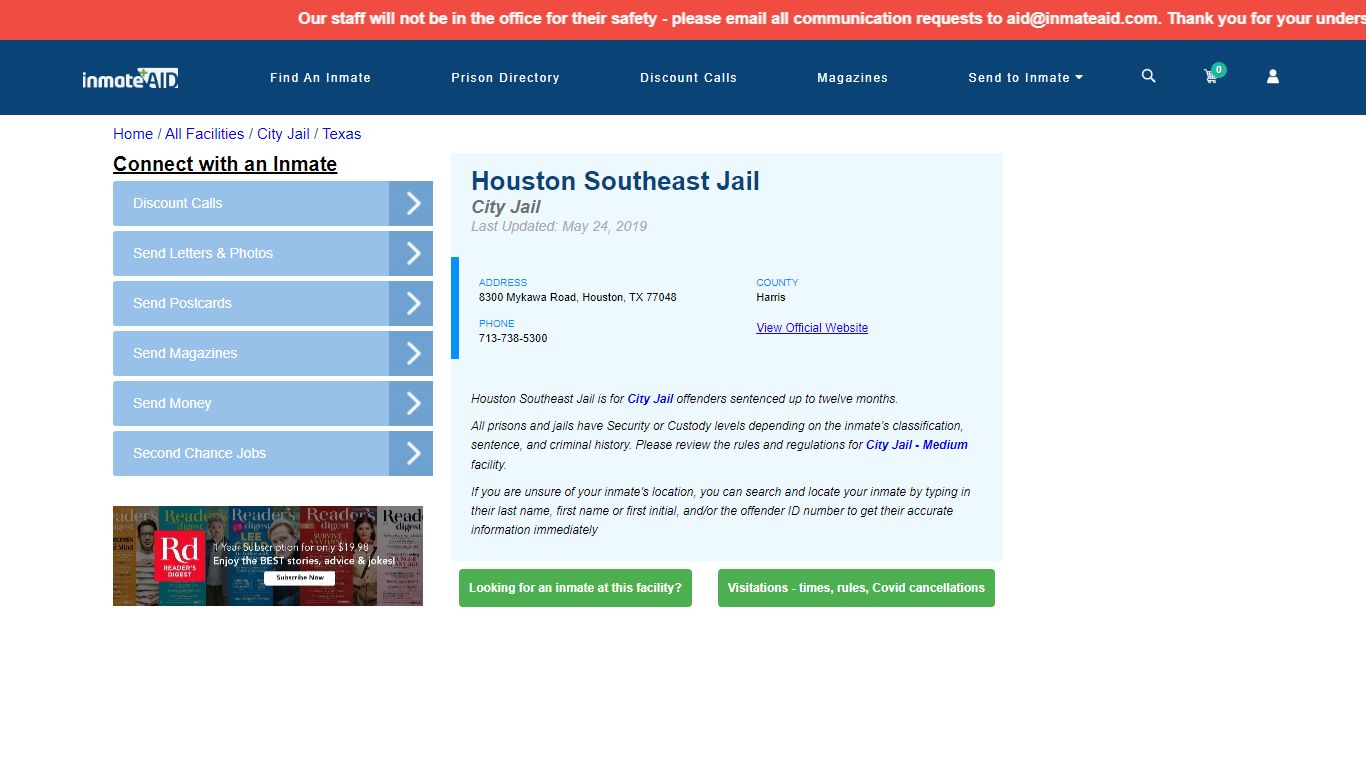 Houston Southeast Jail | Inmate Locator